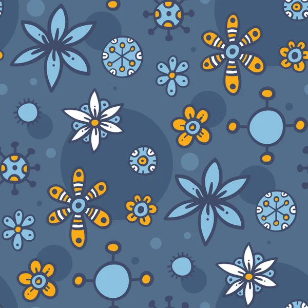 黑暗模式与蓝色的花 — 图库矢量图片