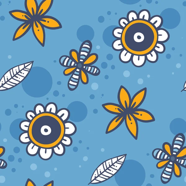 Güzel mavi renkli çiçekler ve daireler — Stok Vektör