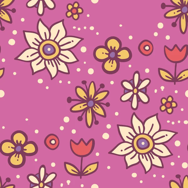 꽃과 좋은 마젠타 패턴 — 스톡 벡터