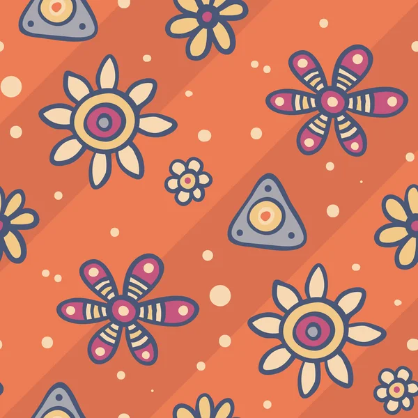 Nahtloser Hintergrund mit Streifen und Blumen — Stockvektor
