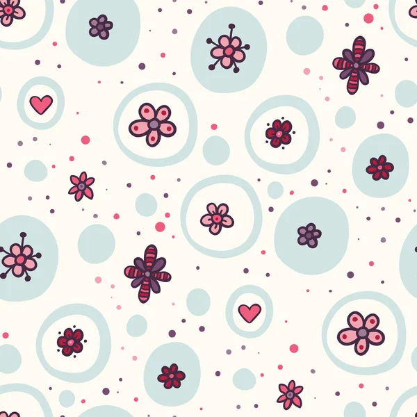 꽃과 도트 원활한 패턴 — 스톡 벡터