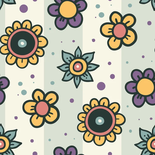 Fond simple avec des fleurs et des rayures — Image vectorielle