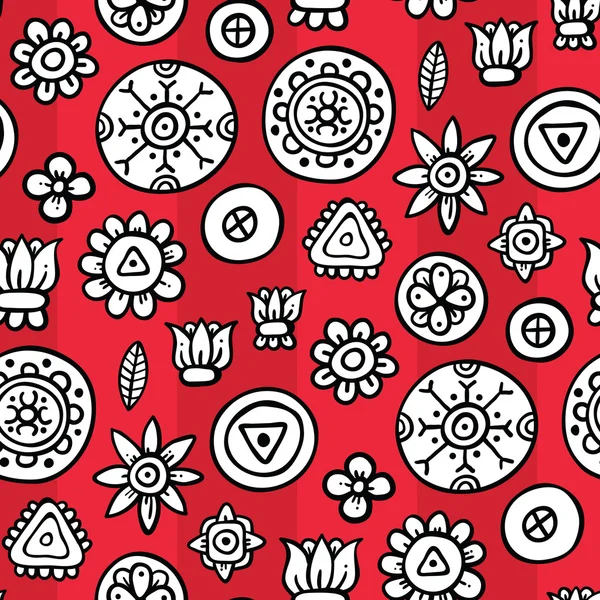 かわいい要素と美しい赤パターン — ストックベクタ