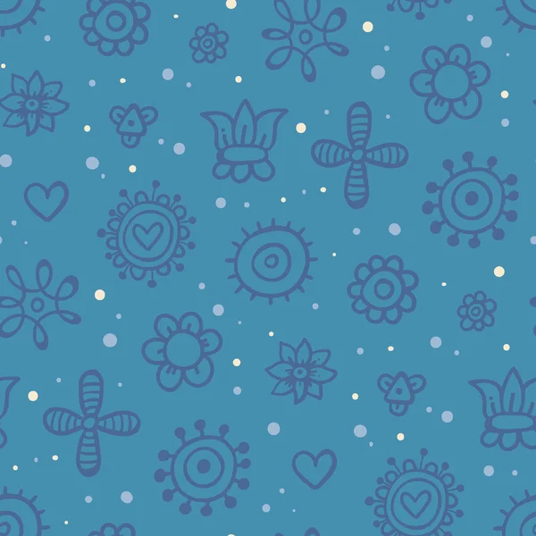 かわいい要素を持つ青パターン — ストックベクタ