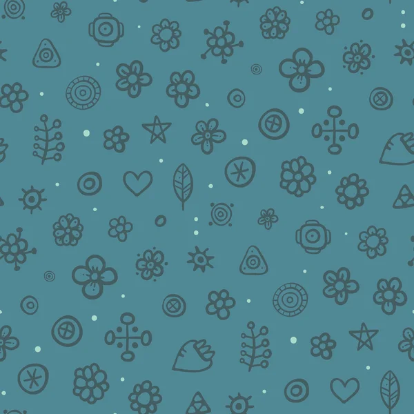 Blauwe patroon met smal bloemen — Stockvector