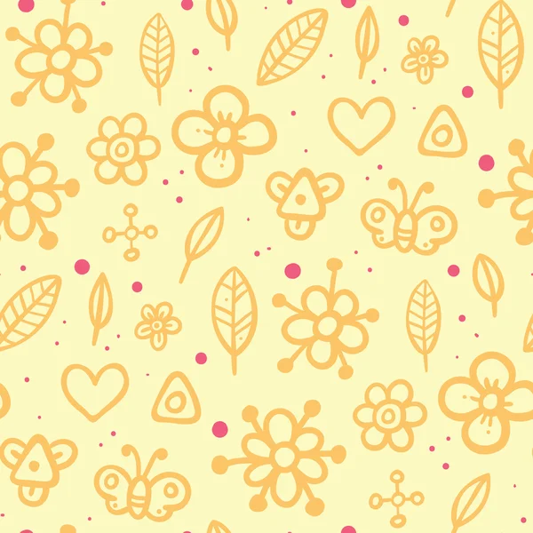Lindo patrón beige con pequeños elementos y puntos púrpura — Archivo Imágenes Vectoriales