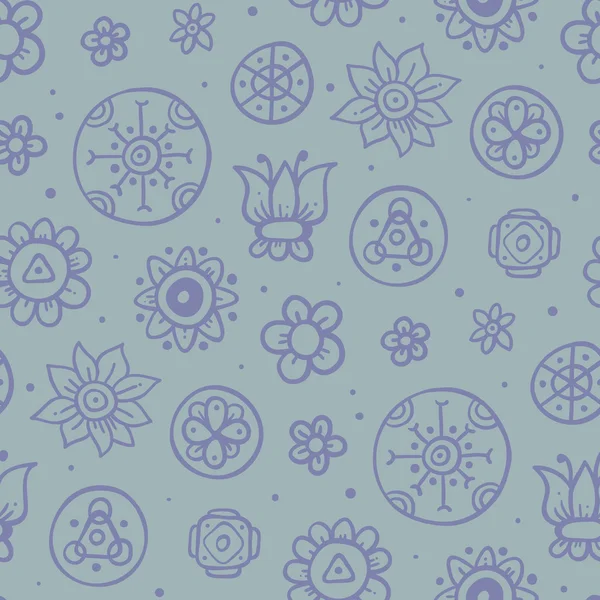 Niedliches graues Muster mit lila Elementen — Stockvektor