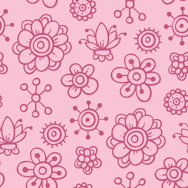 Niedliches rosa Muster mit einfachen lila Elementen — Stockvektor