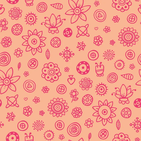可爱无缝模式与粉红元素 — 图库矢量图片
