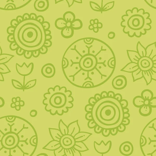 Colheita verde - padrão bonito com elementos desenhados à mão — Vetor de Stock