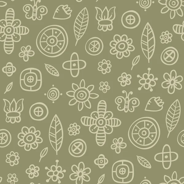 Green pattern with cute elements — Stock Vector