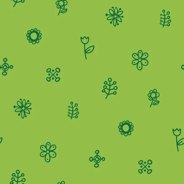 Grön sömlös bakgrund med små element — Stock vektor
