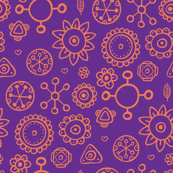 Μοβ μοτίβο με πορτοκαλί στοιχεία — Διανυσματικό Αρχείο