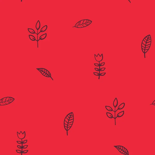 Vermelho padrão floral sem costura — Vetor de Stock