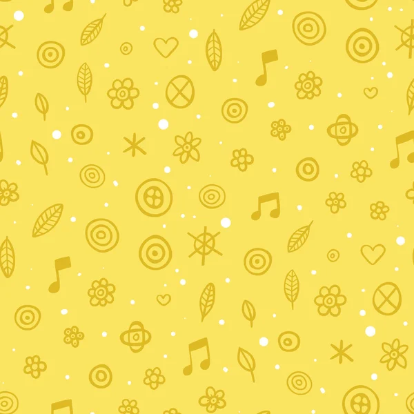 かわいい要素と黄色のパターン — ストックベクタ