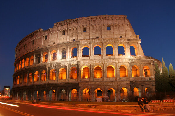 Night shot of the Coliseum in Rome, Italy