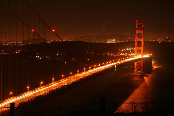 Golden Gate right pole at night — Stock Photo, Image