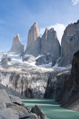 Torres del paine mountain and lake 2 clipart