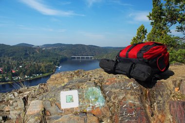 Backpacks on the lookout clipart