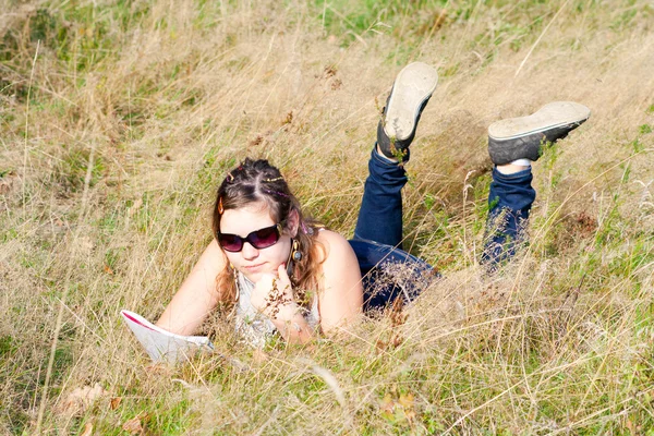 Girl studying fine nature