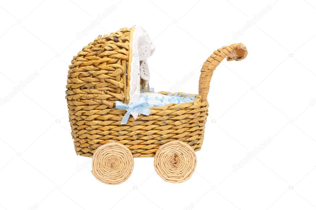 Paper doll stroller with isolated on white