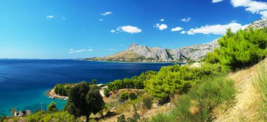 Panoramic photos coast of Omis in Croatia clipart