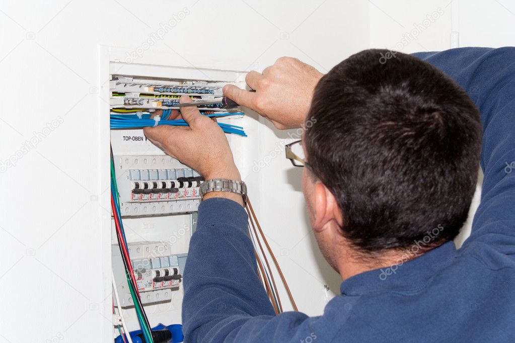 Electrician working on the involvement