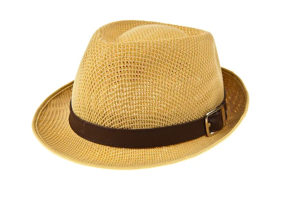 Beautiful traditional Panama hat isolated on white background — Stok fotoğraf