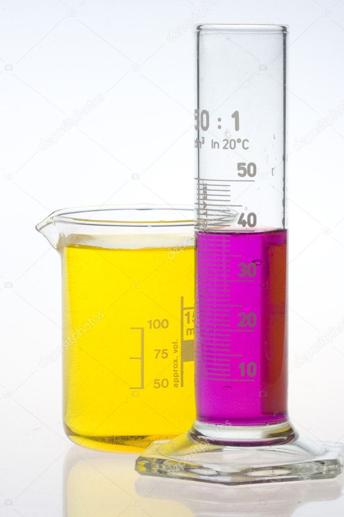 Laboratory beaker and calibrated cylinder — Stock Photo © janprchal 7132301