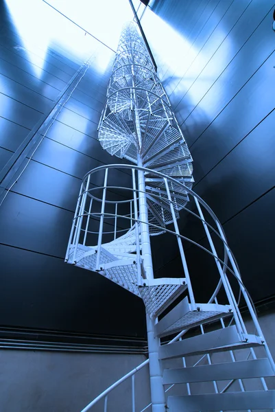 Industrial zone, Steel stairs in blue tones — Stock Photo, Image