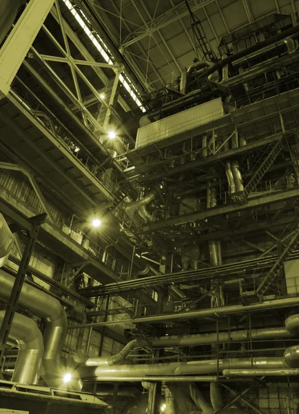 Pipes inside energy plant — Stock Photo, Image