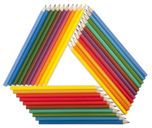 Dreiecksrahmen aus Buntstiften — Stockfoto