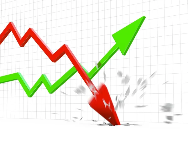 stock image 3d graph with income and decline in.