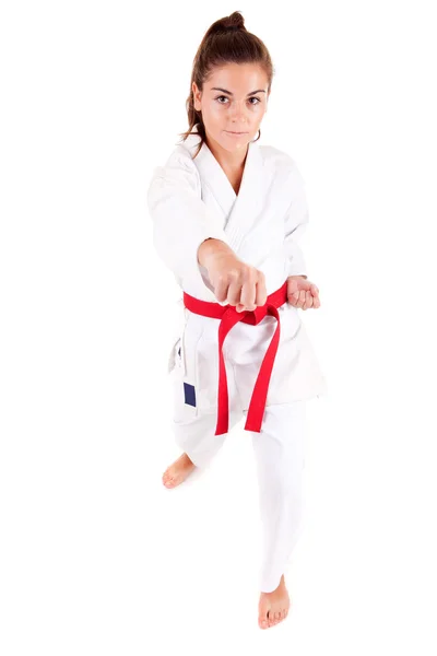 Junge Frau im Karate-Outfit — Stockfoto