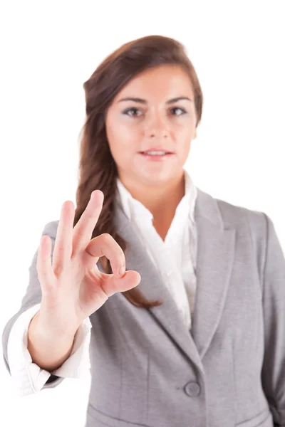 Mujer de negocios señalización ok —  Fotos de Stock