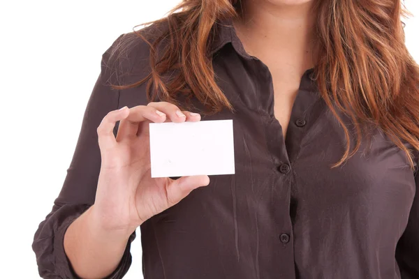 女性持株空白のカード — ストック写真