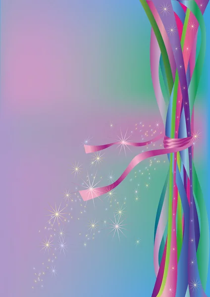 Fond coloré abstrait avec rubans et étoiles — Image vectorielle