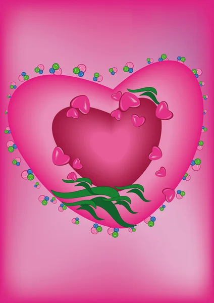 Καρδιά σε ροζ φόντο — Διανυσματικό Αρχείο
