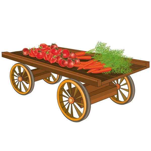 Vagn med grönsaker — Stock vektor