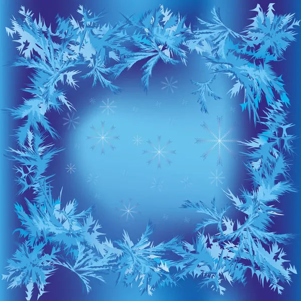 Marco de Navidad con copos de nieve y patrón escarchado — Archivo Imágenes Vectoriales
