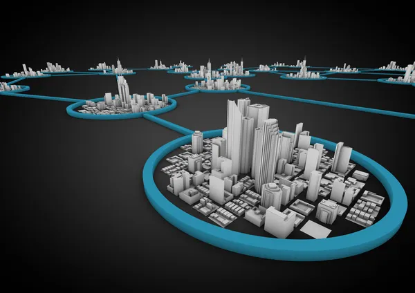 都市のネットワークの概念 — 图库照片