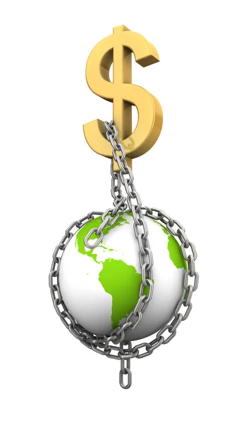 Łańcuch na świecie z pieniędzy — Zdjęcie stockowe