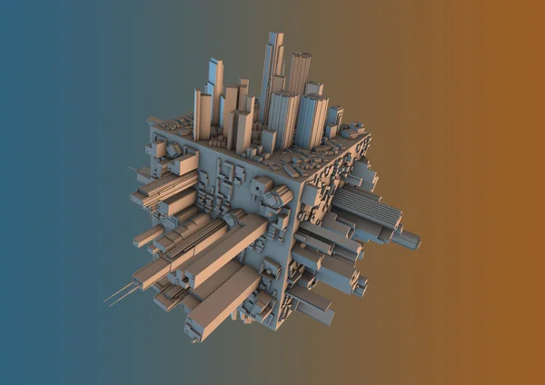 Cube de ville abstraite — Photo