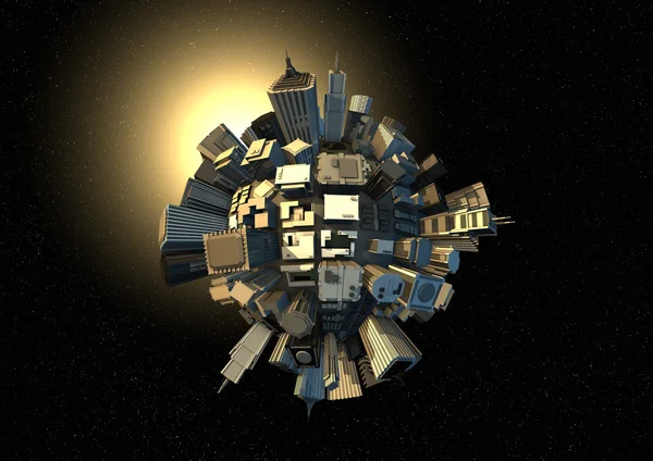 Planète de la ville dans l'espace — Photo