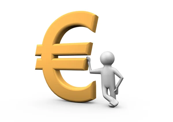 Leaning against a euro symbol — Stock Photo, Image