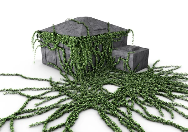 Hus igenväxt med murgröna — Stockfoto