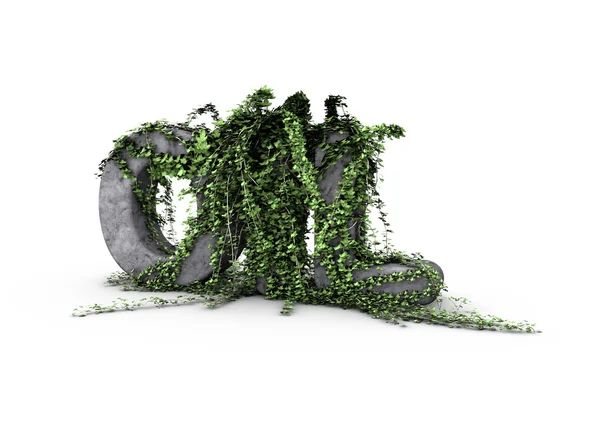 Oil text overgrown with ivy — Stock Photo, Image