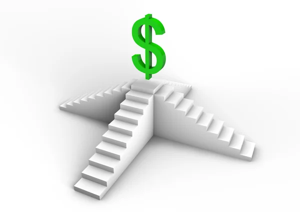 Dollar on stairs — Stock Photo, Image