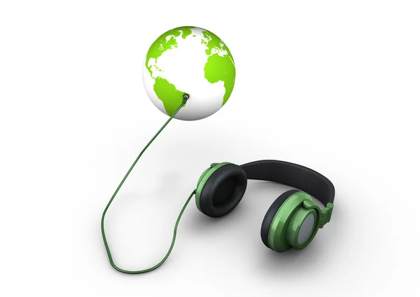 Headphones connected to our planet — Stock Photo, Image