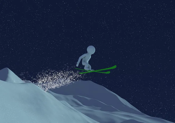 滑雪跳跃 — 图库照片